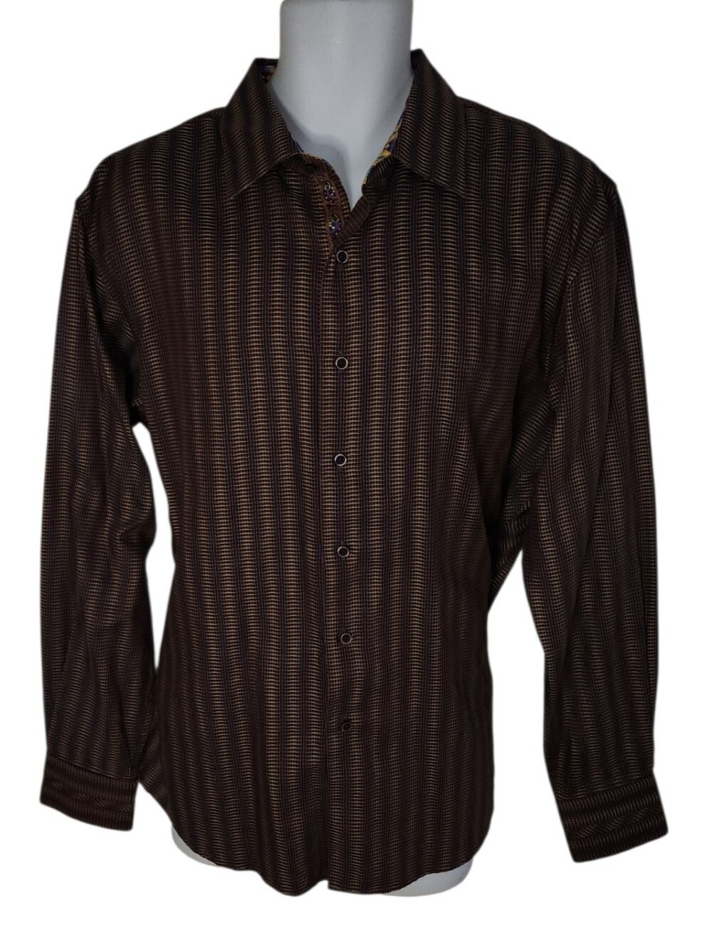 Robert Graham Men’s Multicolor Check Button Down Shirt XL Embroidered Trim - Picture 2 of 13